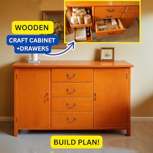 DIY Craft Cabinet Woodworking Plans PDF: Craft Room Storage Organizer Build Plan