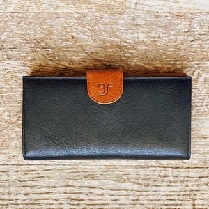 Black Leather Wallet with Phone Compartment, Top Grain Leather, Wallet for Women, Gift for her