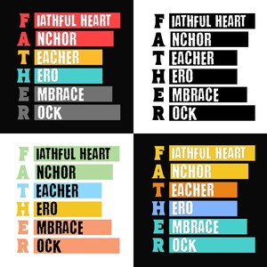 Paquete SVG PNG de padre: diseño de letra de papá en 4 colores para camisa, taza / Papá SVG / Regalo para papá / Vida de papá / Feliz Día del Padre