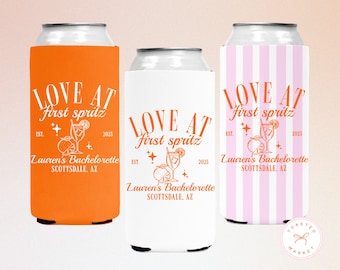Custom Spritz Bachelorette Party Can Cooler, Love At First Spritz Drink Sleeve, Aperol Spritz Birthday Favor, Italian Summer Can Holder