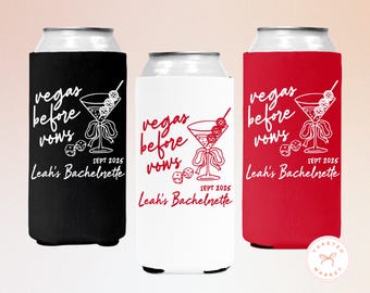 Custom Vegas Before Vows Bachelorette Can Coolers, Personalized Feeling Lucky Bach Favors, Vegas Wedding Can Holder, Casino Girls Trip Gift