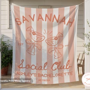 Custom Savannah Bachelorette Party Banner, Personalized Bach Party Wall Tapestry, Georgia Bachelorette Party Decor, Peach Bach Backdrop