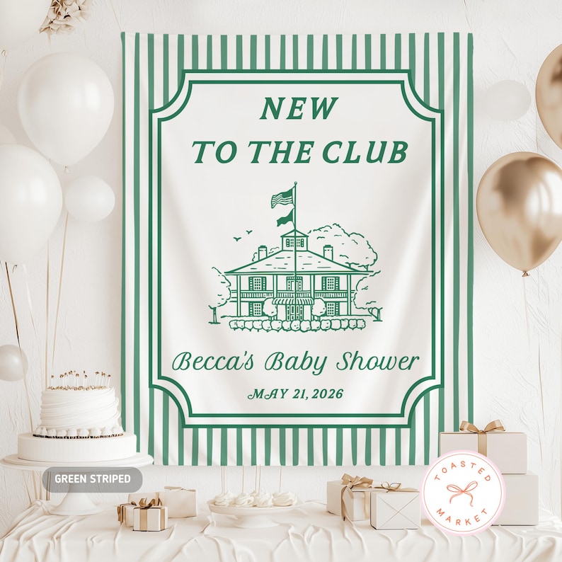New To The Club Baby Shower Banner, Golf Baby Shower Decorations, A Little Putter Is On The Way Backdrop, Golfing Baby Sprinkle Welcome Sign Bild 2