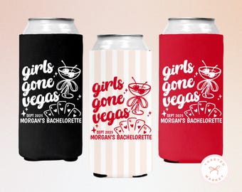 Custom Vegas Before Vows Bachelorette Can Coolers, Personalized Feeling Lucky Bach Favors, Vegas Wedding Can Holder, Casino Girls Trip Gift