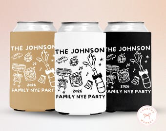 Custom New Years Eve Party Can Coolers, Cheers To The New Year Drink Sleeve, Personalized NYE Party Favors, New Year's Eve Party Supplies