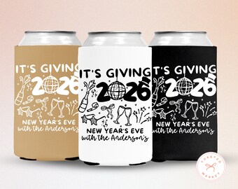 Custom New Years Eve Party Can Coolers, Cheers To The New Year Drink Sleeve, Personalized NYE Party Favors, New Year's Eve Party Supplies