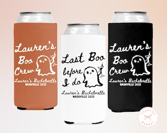 Last Boo Before I Do Bachelorette Party Can Cooler, Halloween Bachelorette Party Favor, Boo Crew Can Holder, Ghost Birthday Drink Sleeve