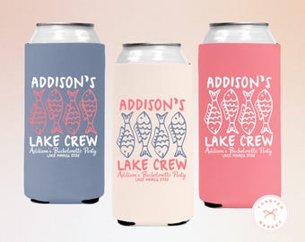 Lake Bachelorette Can Cooler, Personalized Lake Crew Drink Sleeve, Nautical Birthday Party Favor, Boat Bachelorette Can Holder, Family Trip