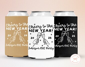 Custom New Years Eve Party Can Coolers, Cheers To The New Year Drink Sleeve, Personalized NYE Party Favors, New Year's Eve Party Supplies