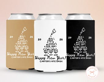 Custom New Years Eve Party Can Coolers, Cheers To The New Year Drink Sleeve, Personalized NYE Party Favors, New Year's Eve Party Supplies
