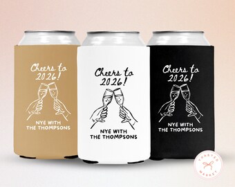 Custom New Years Eve Party Can Coolers, Cheers To The New Year Drink Sleeve, Personalized NYE Party Favors, New Year's Eve Party Supplies