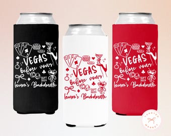 Custom Vegas Before Vows Bachelorette Can Coolers, Personalized Feeling Lucky Bach Favors, Vegas Wedding Can Holder, Casino Girls Trip Gift