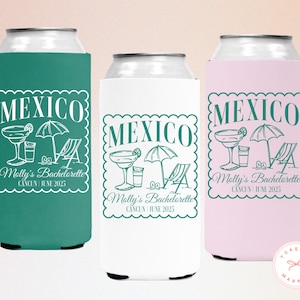 Personalized Mexico Bachelorette Party Can Cooler, Custom Margs and Matrimony Beach Coozie Can Sleeve, Final Fiesta Tequila Bach Party Favor