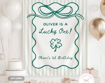 Lucky One Birthday Banner, St Patricks Day 1st Birthday Backdrop, Lucky One Birthday Party Decorations, St. Pattys Day First Birthday Sign