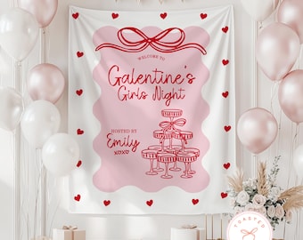 Custom Galentines Day Banner, Personalized Galentines Party Backdrop, Girls Night Valentines Day Sign, Galentines Bachelorette Decorations