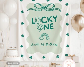 Lucky One Birthday Banner, St Patricks Day 1st Birthday Backdrop, Lucky One Birthday Party Decorations, St. Pattys Day First Birthday Sign