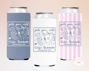 Girls Gone Mild Bachelorette Can Coolers, Spa Personalized Can Sleeves, Custom Bachelorette Party Favors, Girls Night In Can Holder