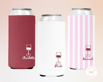 Personalized Winery Bachelorette Party Can Cooler, Vino Before Vows Drink Sleeves, Custom Napa Bach Favors, Wine Club Bridal Party Decor