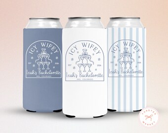 Icy Wifey Bachelorette Can Coolers, Custom Winter Bachelorette Drink Sleeve, Snow In Love Party Favors, Apres Ski Bachelorette Party Gift