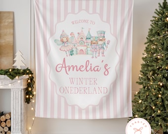 Winter Onederland Birthday Banner, Custom Christmas 1st Birthday Tapestry, Sugar Plum Fairy First Birthday Decor, Nutcracker Bday Backdrop