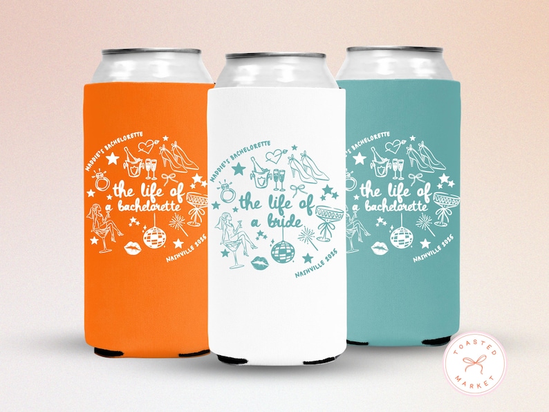 The Life of A Bride Can Cooler, Showgirl Bachelorette Party Favors, Wife Is A Showgirl Drink Sleeve, The Life Of A Wife Bridal Shower Decor
