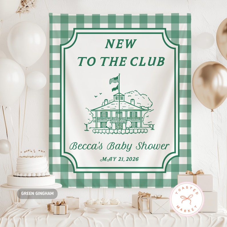 New To The Club Baby Shower Banner, Golf Baby Shower Decorations, A Little Putter Is On The Way Backdrop, Golfing Baby Sprinkle Welcome Sign Bild 1
