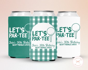 Golf Birthday Can Cooler, Let's ParTee Bachelor Party Drink Sleeve, Golf Trip Favor, Golf 30th Birthday Can Holder, ThirTee Party Can Holder