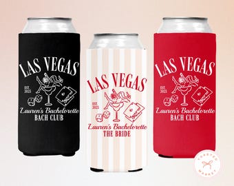 Custom Vegas Before Vows Bachelorette Can Coolers, Personalized Feeling Lucky Favors, Vegas Bach Wedding Can Holder, Casino Girls Trip Gift