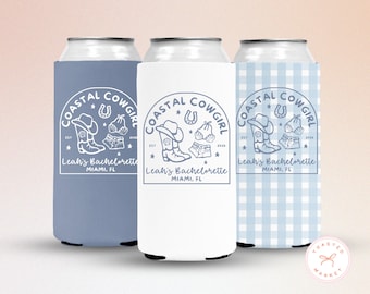 Coastal Cowgirl Can Cooler: Custom Bachelorette Party Favors