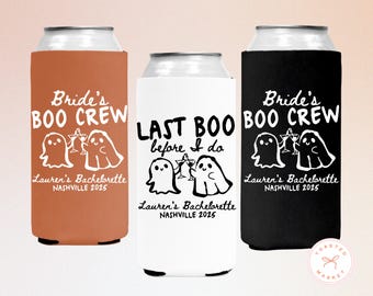 Custom Last Boo Before I Do Bachelorette Party Can Cooler, Personalized Halloween Can Holder, Spooky Boo Crew Favor, Fall Bridal Shower Gift