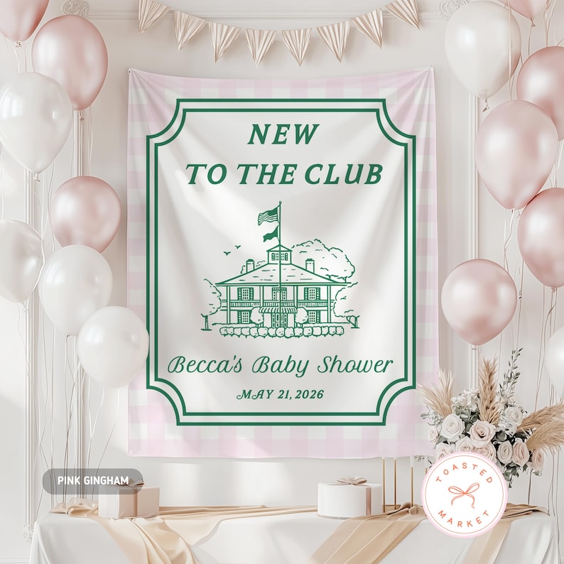 New To The Club Baby Shower Banner, Golf Baby Shower Decorations, A Little Putter Is On The Way Backdrop, Golfing Baby Sprinkle Welcome Sign Bild 3