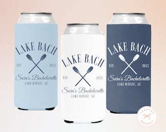 Love On The Lake Bachelorette Can Coolers, Personalized Lake Club Bachelorette Drink Sleeves, Nautical Bachelorette Party Favors