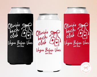 Custom Vegas Before Vows Bachelorette Can Coolers, Personalized Feeling Lucky Bach Favors, Vegas Wedding Can Holder, Casino Girls Trip Gift