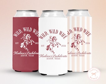 Wild Wild Wife Bachelorette Party Can Cooler, Wild Wild Wifey Party Favor, Rodeo Bachelorette Can Holder, Western Bachelorette Drink Sleeves