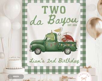 Two Da Bayou Birthday Banner, Louisiana 2nd Birthday Party Backdrop, Swamp Second Bday Tapestry, Cajun Theme Birthday Decorations