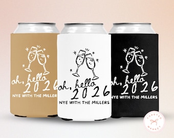 Custom New Years Eve Party Can Coolers, Cheers To The New Year Drink Sleeves, Personalized NYE Party Favors, New Year's Eve Party Supplies