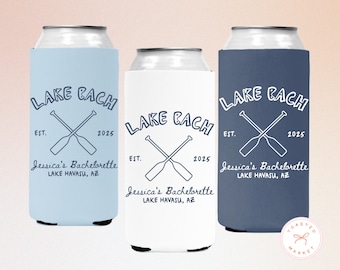 Love On The Lake Bachelorette Can Coolers, Personalized Lake Club Bachelorette Drink Sleeves, Nautical Bachelorette Party Favors