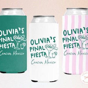 Personalized Final Fiesta Bachelorette Party Can Coolers, Custom Name Margs and Matrimony Can Coozie, Margarita Veil Bach Party Favors Decor