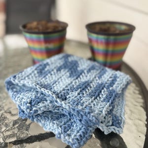 Grandma Hall’s Dish Towel - Denim 1 -  Wash cloth - Pot holder - Hand made