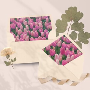 Pink Tulip Wedding Envelope Liner Square Flap Euro Flap Envelopes Bridal Suite Printable Floral Envelope Liner A7 Digital Download