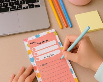 Bunter Tagesplaner Notizblock - 3 Prioritäten tippe - To- do List Organizer