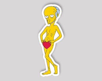 Mr. Burns Heart Sticker: The Simpsons Funny Cartoon Vinyl Decal