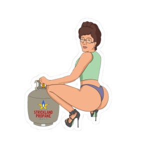 Peggy Hill Sticker | Funny King of the Hill Inspired Kiss Cut Decal | Strickland Propane Cartoon Parody Vinyl Sticker Gift