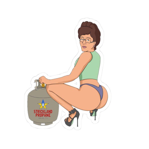 Peggy Hill Sticker | Funny King of the Hill Inspired Kiss Cut Decal | Strickland Propane Cartoon Parody Vinyl Sticker Gift