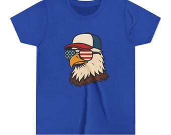 Jugend USA T-Shirt | 4. Juli Grafik-T-Shirt für Kinder | Weißkopfseeadler Shirt | Lustiges Unabhängigkeitstag Shirt | Amerika Jugend Shirt