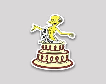 Mr. Burns Cake Sticker: The Simpsons Funny Cartoon Decal