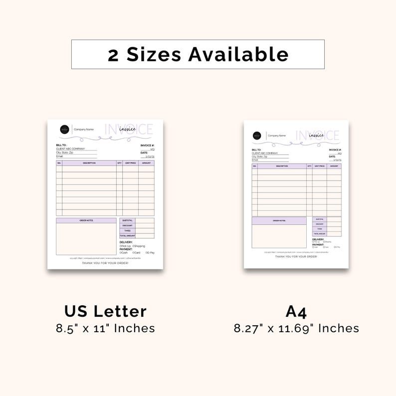 Editable Order Form Invoice Template: Small Business Printable (digital ...