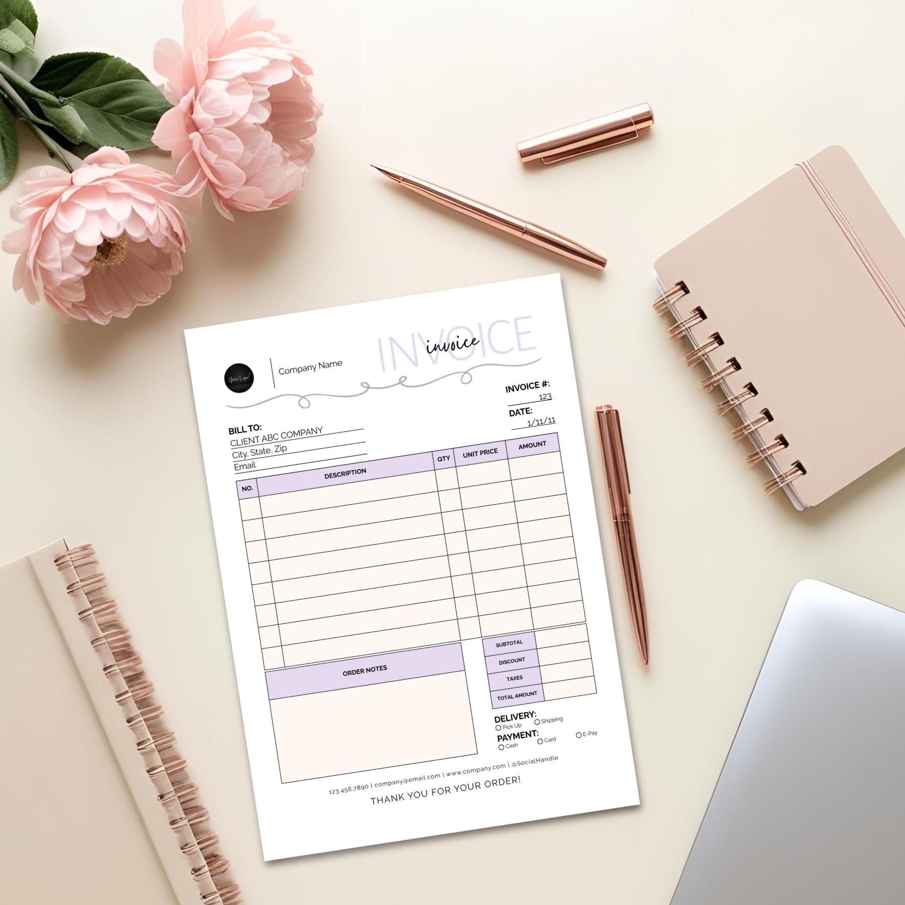 Editable Invoice Template Bundle: Printable Order Form (canva) - Etsy