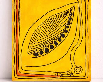 Abstract  Painting 8x10, Yellow Red Modern Abstract Canvas, Original Acrylic Art