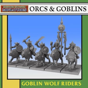 ORCS & GOBLINS: Goblin Wolf Riders by Monstrous Encounters (28mm/32mm)